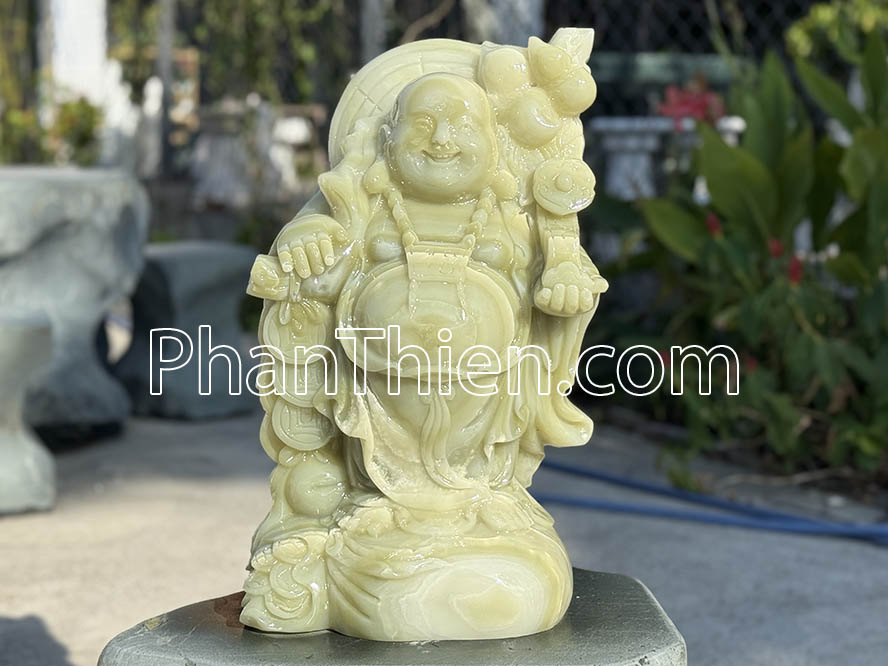 Tượng Phật Di Lặc bằng đá ngọc xanh 45cm - DL-85