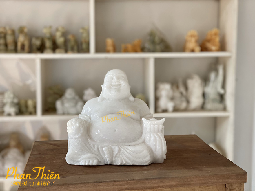 Tượng Phật Di Lặc bằng đá Cẩm Thạch Trắng (DL-08)