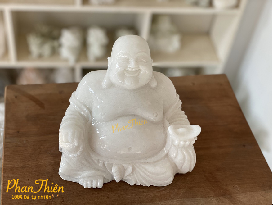 Tượng Phật Di Lặc bằng đá Cẩm Thạch Trắng (DL-08)