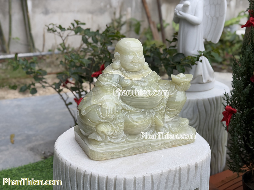 Tượng Phật Di Lặc bằng đá ngọc onyx xanh (DL-75)