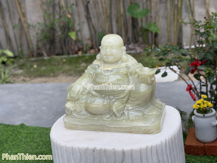 Tượng Phật Di Lặc bằng đá ngọc onyx xanh (DL-75)