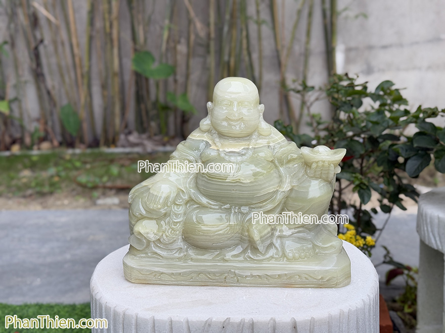 Tượng Phật Di Lặc bằng đá ngọc onyx xanh (DL-75)