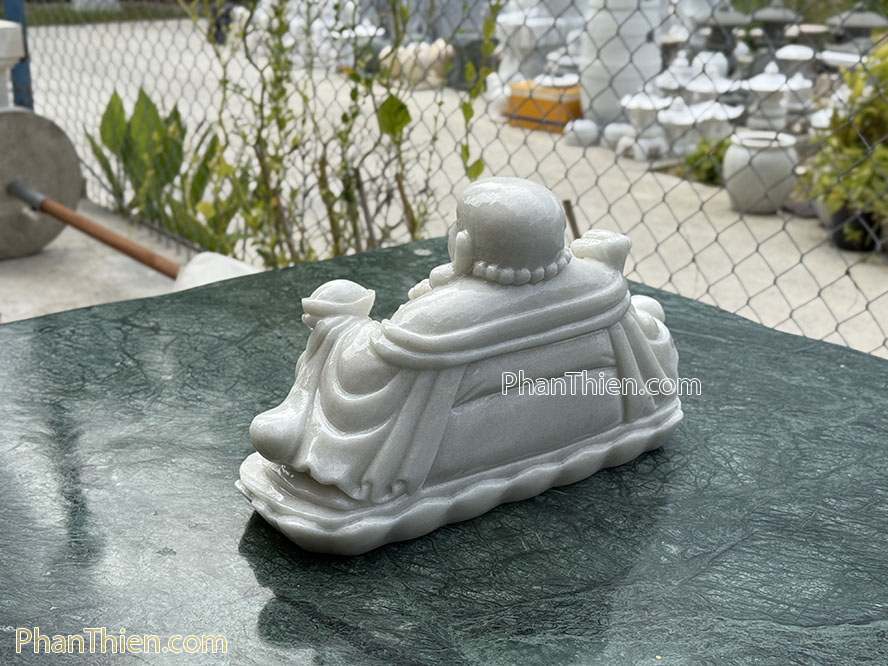 Tượng Phật Di Lặc bằng đá cẩm thạch trắng xanh - DL-77