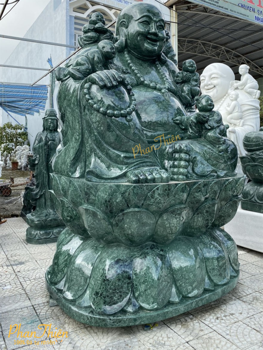 Tượng Phật Di Lặc Ngũ Phúc Đá Xanh Ấn Độ (DL-28)
