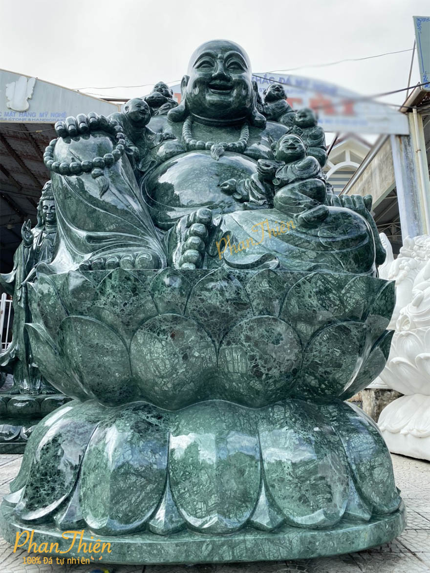 Tượng Phật Di Lặc Ngũ Phúc Đá Xanh Ấn Độ (DL-28)