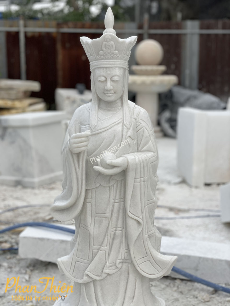 Tượng Phật Địa Tạng Đá Trắng Mịn (ĐT-05)