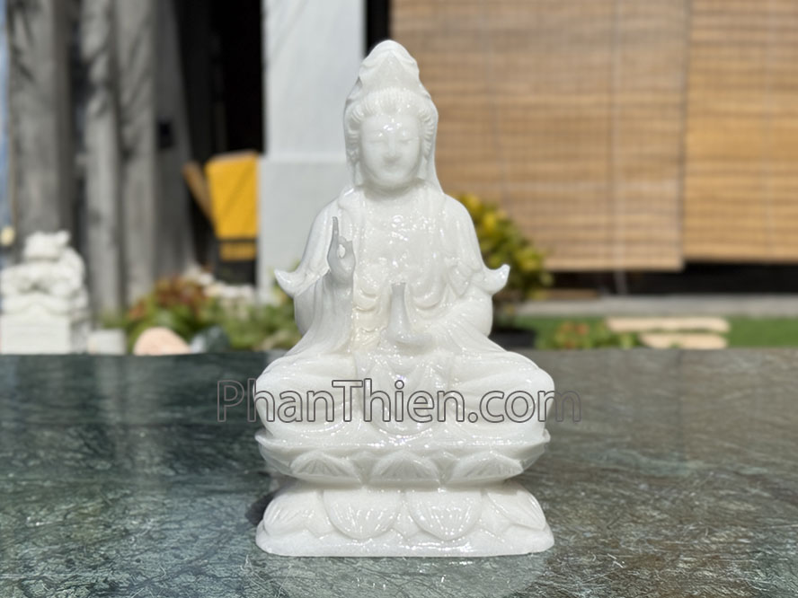 Tượng Phật Quan Âm bằng đá 25cm - QA-68