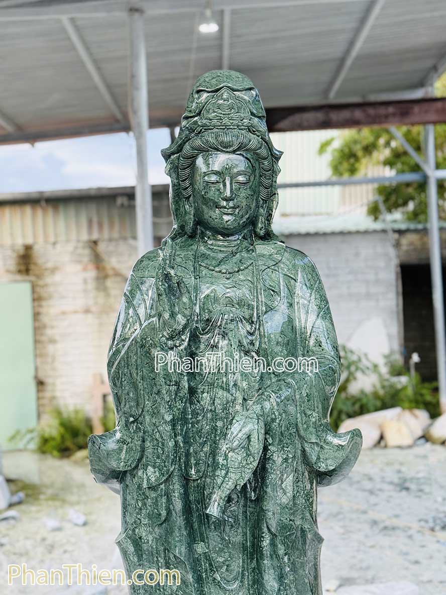 Tượng Phật Quan Âm bằng đá xanh Ấn Độ 180cm - QA-72