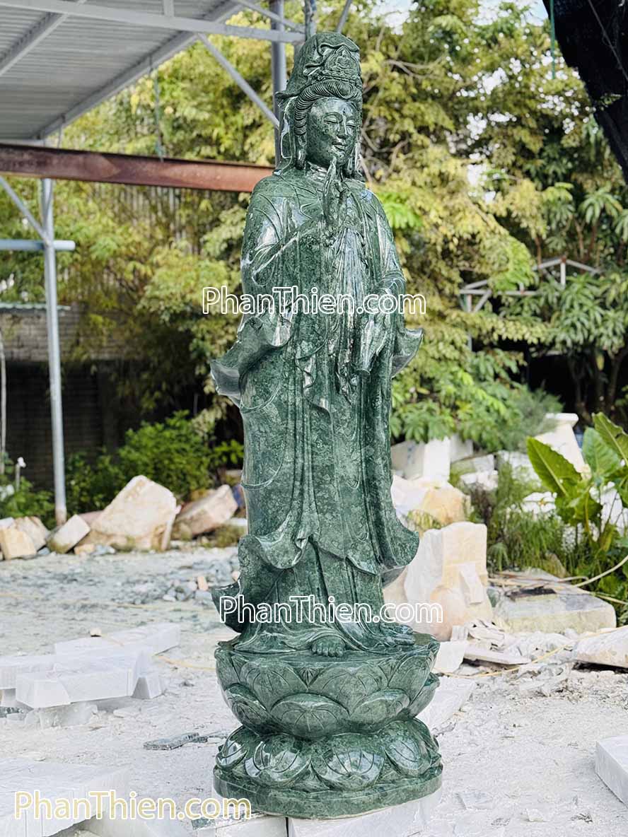 Tượng Phật Quan Âm bằng đá xanh Ấn Độ 180cm - QA-72