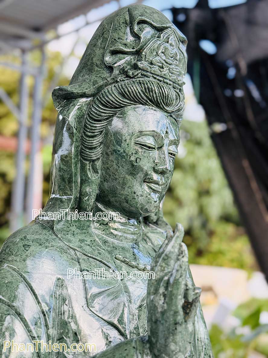 Tượng Phật Quan Âm bằng đá xanh Ấn Độ 180cm - QA-72