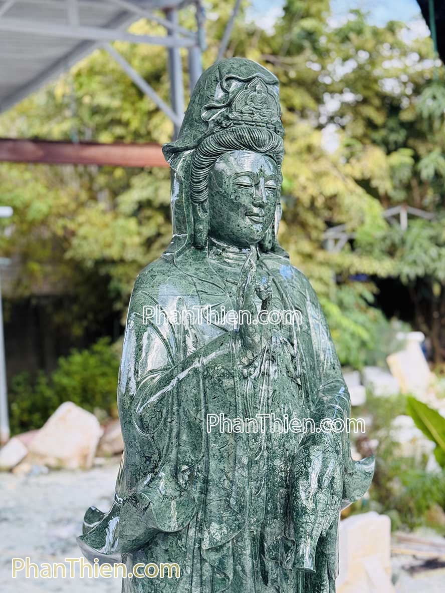 Tượng Phật Quan Âm bằng đá xanh Ấn Độ 180cm - QA-72