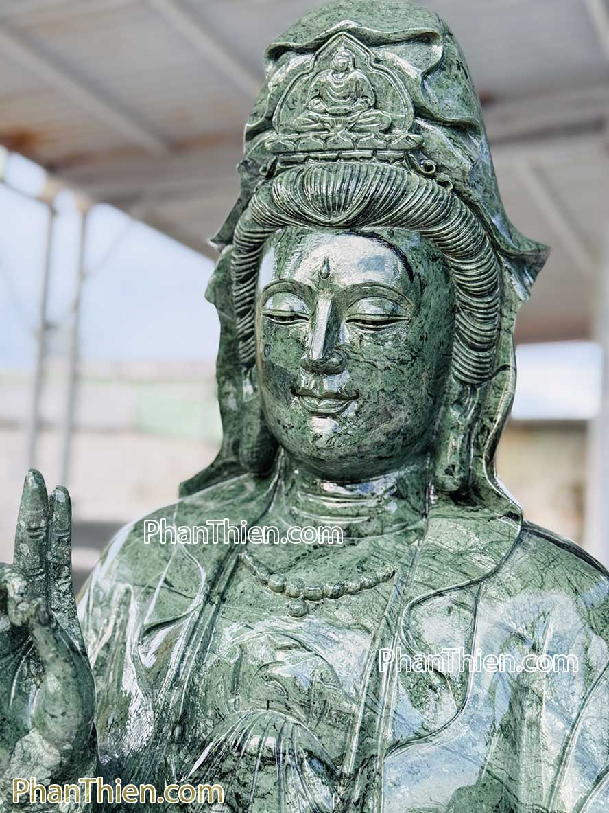 Tượng Phật Quan Âm bằng đá xanh Ấn Độ 180cm - QA-72
