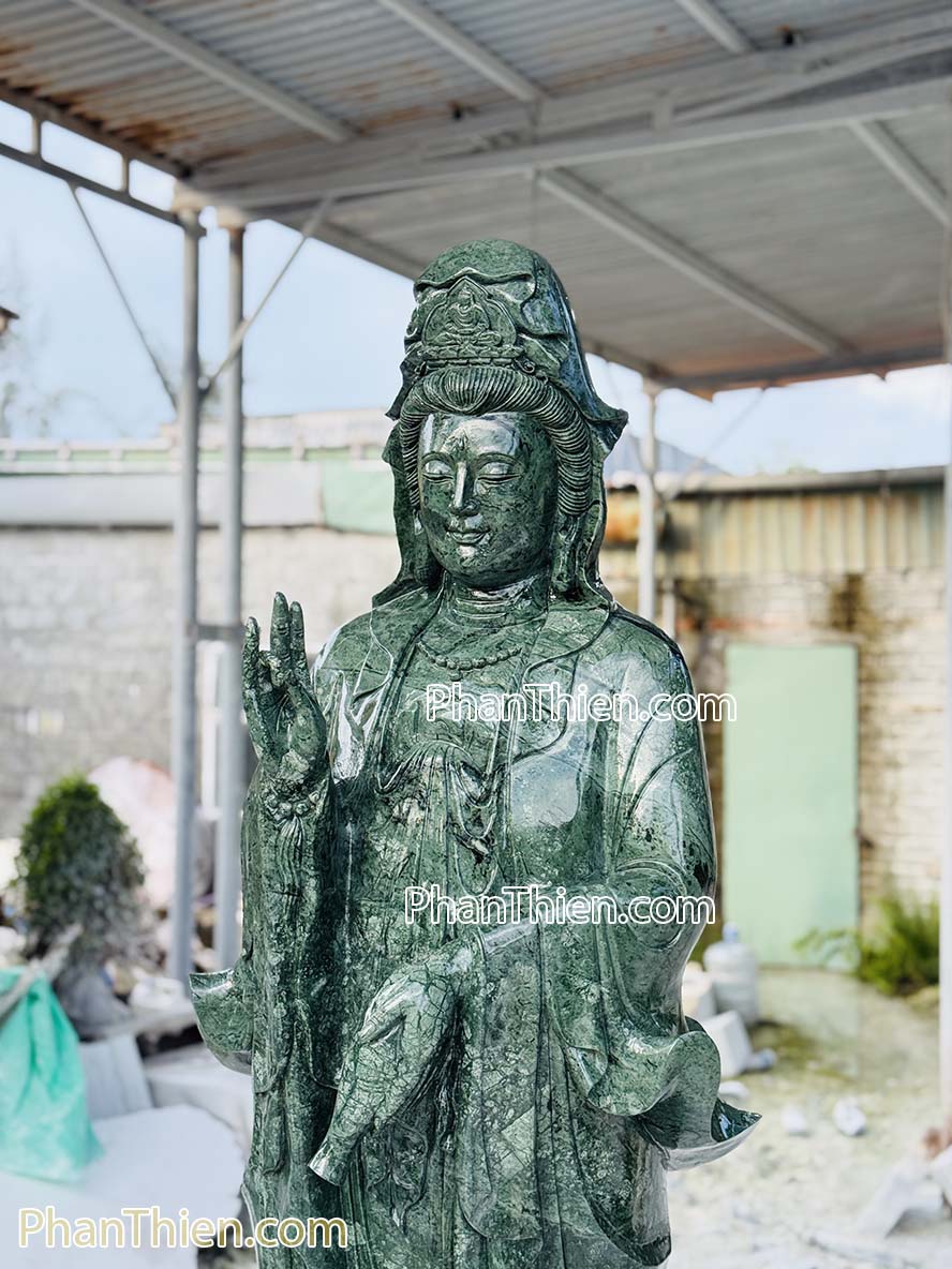 Tượng Phật Quan Âm bằng đá xanh Ấn Độ 180cm - QA-72