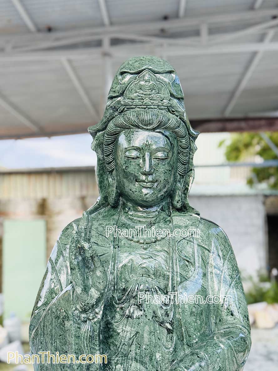 Tượng Phật Quan Âm bằng đá xanh Ấn Độ 180cm - QA-72