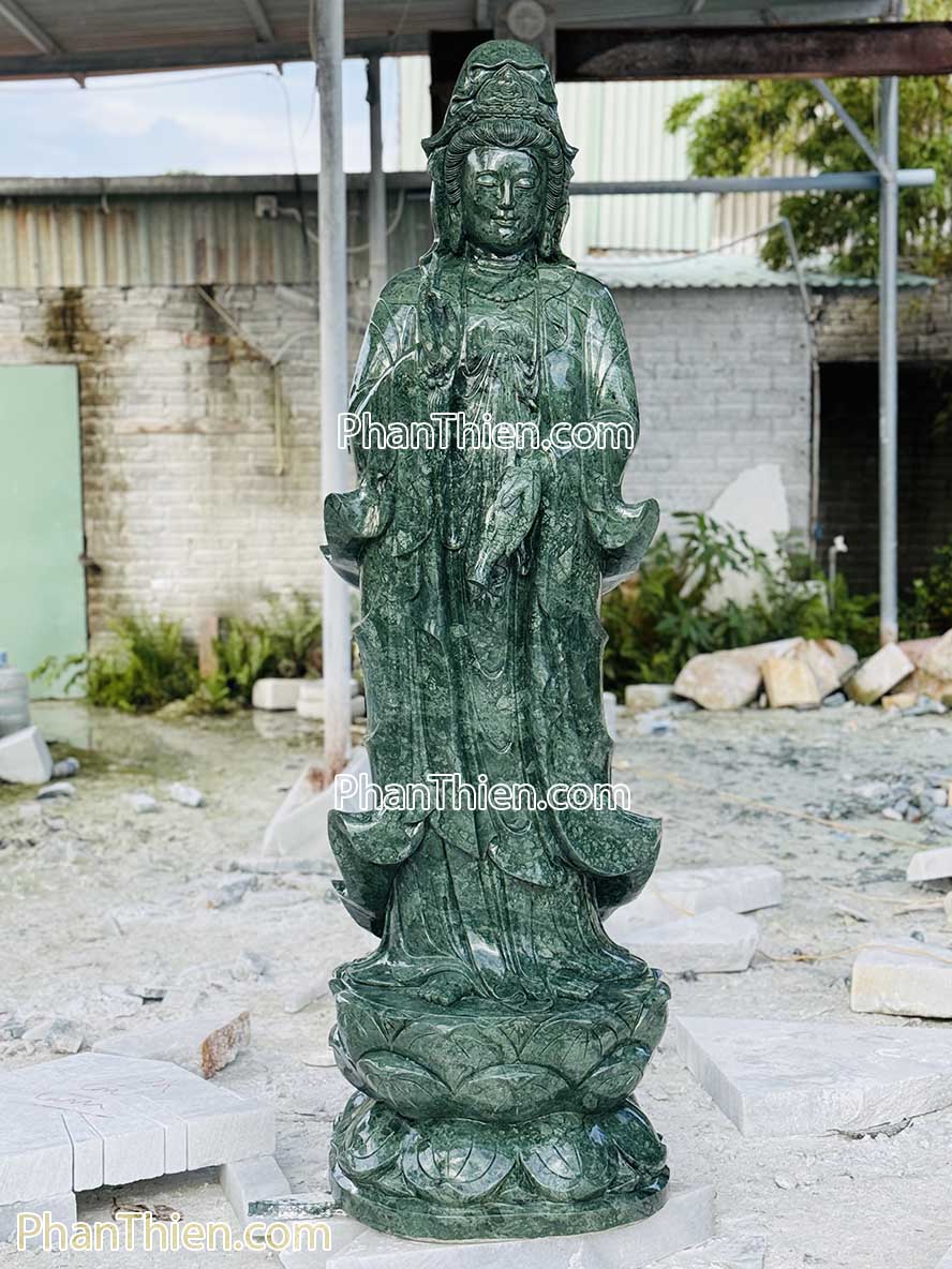 Tượng Phật Quan Âm bằng đá xanh Ấn Độ 180cm - QA-72