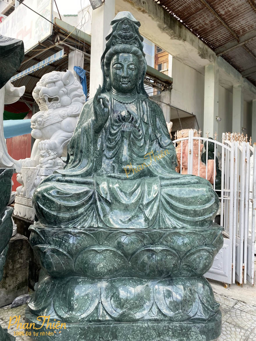 Tượng Phật Quan Âm Đá Xanh Ấn Độ (QA-16)