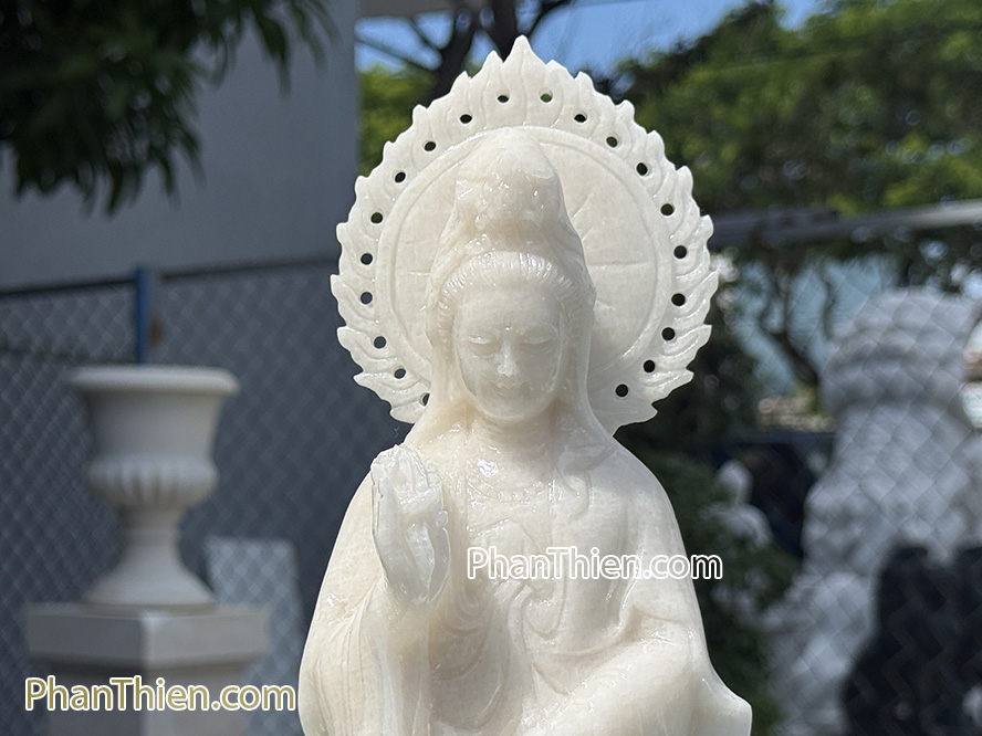 Tượng Phật Tây Phương Tam Thánh bằng đá trắng 41cm - TPT-10