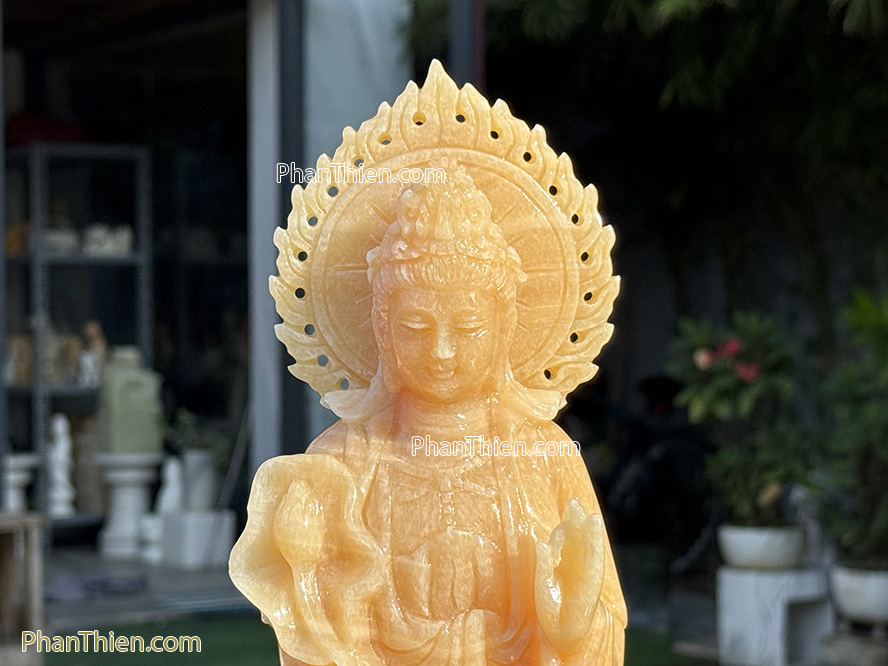 Tượng Phật Tây Phương Tam Thánh đá ngọc Hoàng Long 41cm - TPT-9