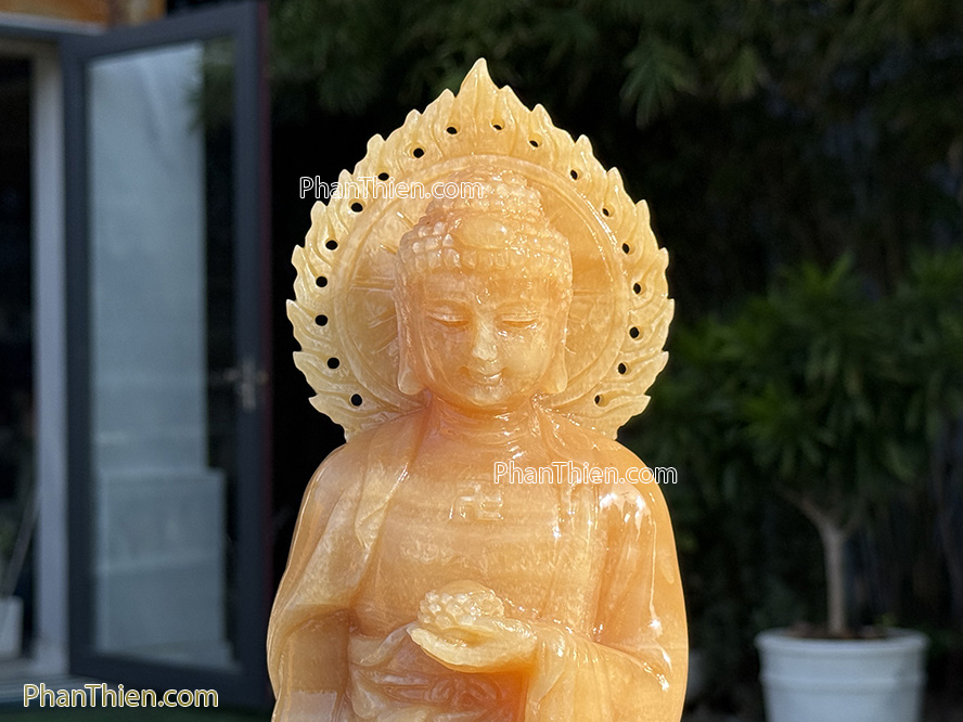 Tượng Phật Tây Phương Tam Thánh đá ngọc Hoàng Long 41cm - TPT-9