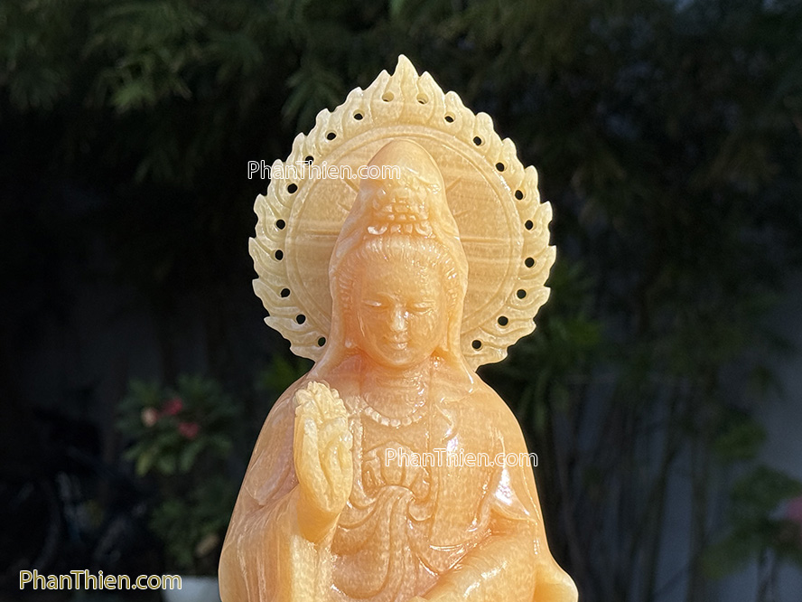 Tượng Phật Tây Phương Tam Thánh đá ngọc Hoàng Long 41cm - TPT-9