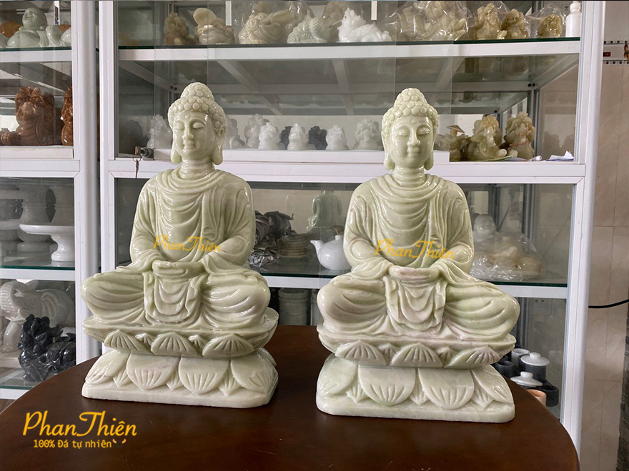 Tượng Phật Thích Ca bằng Cẩm Thạch Trắng Trong Xanh (TC-01) 