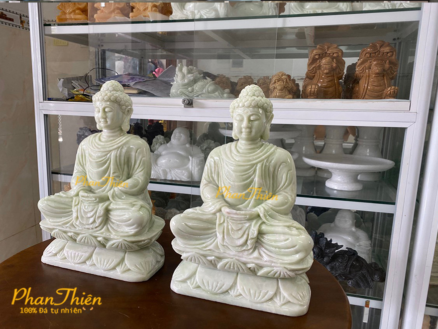 Tượng Phật Thích Ca bằng Cẩm Thạch Trắng Trong Xanh (TC-01) 