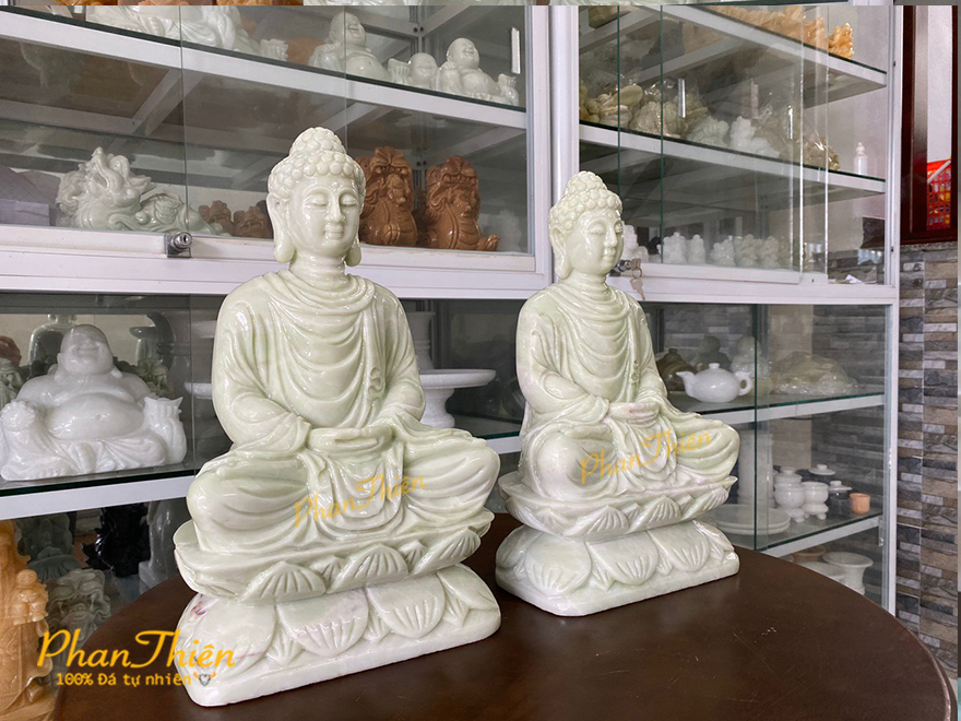Tượng Phật Thích Ca bằng Cẩm Thạch Trắng Trong Xanh (TC-01) 