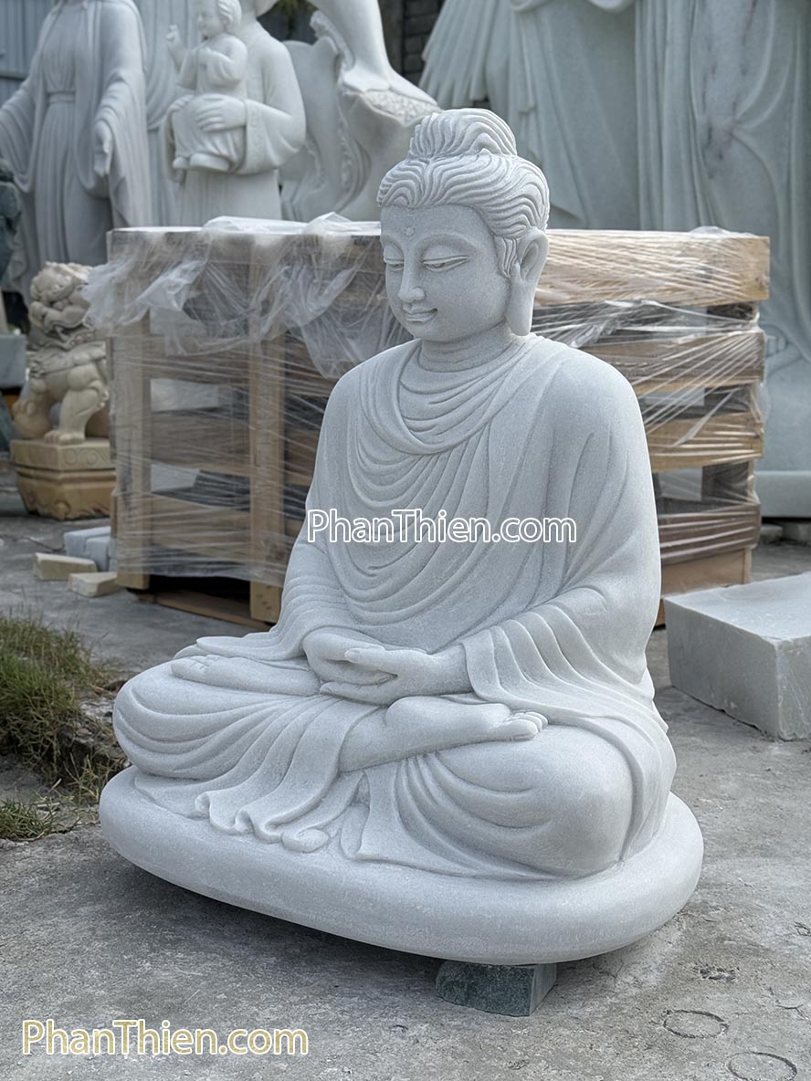 Tượng Phật Thích Ca bằng đá trắng đẹp - TC-47