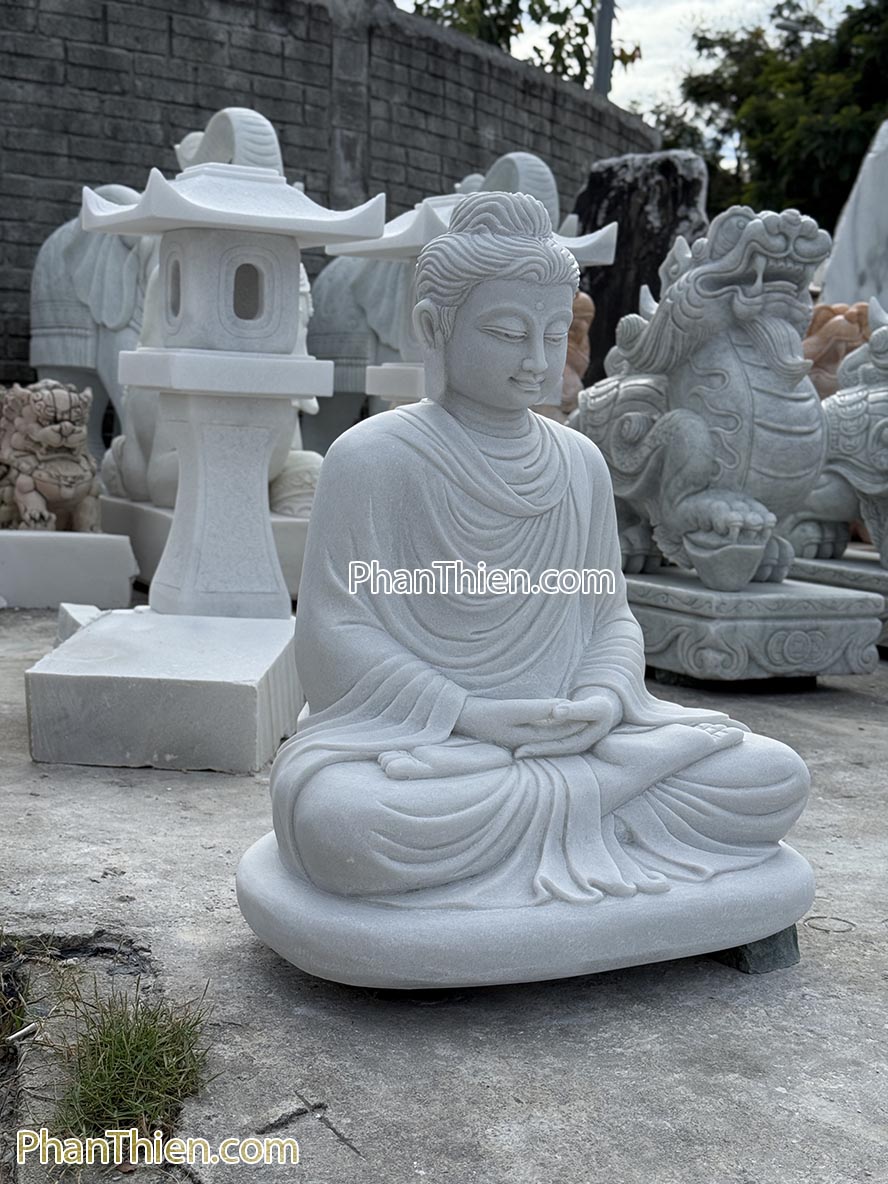 Tượng Phật Thích Ca bằng đá trắng đẹp - TC-47