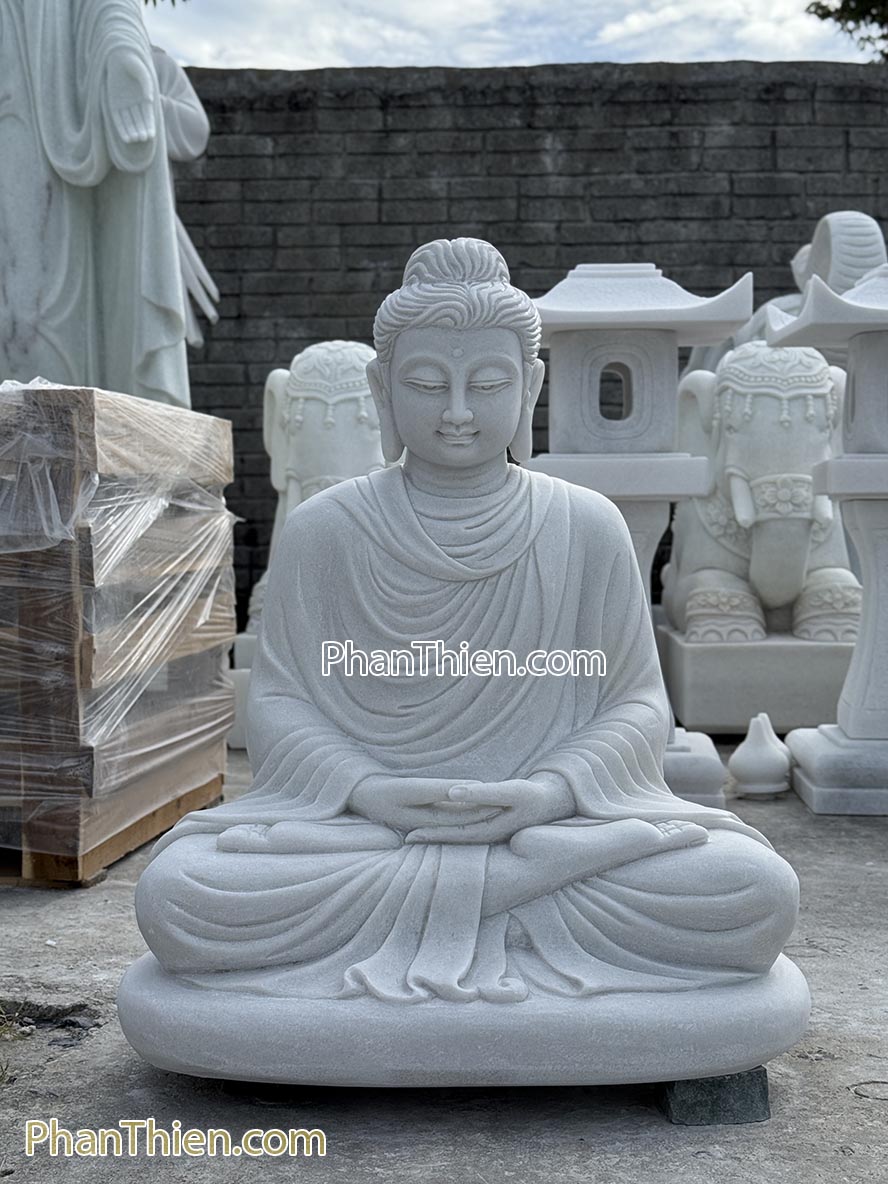 Tượng Phật Thích Ca bằng đá trắng đẹp - TC-47
