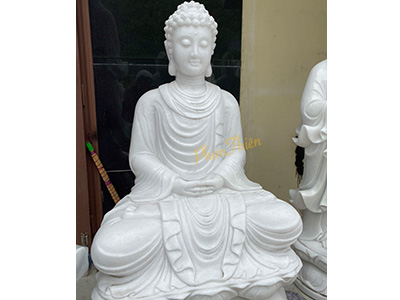 Tượng Phật Thích Ca Đá Cẩm Thạch Trắng (TC-10)