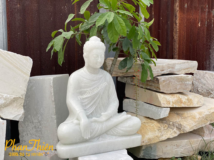 Tượng Phật Thích Ca Ngồi Đá Trắng (TC-29)