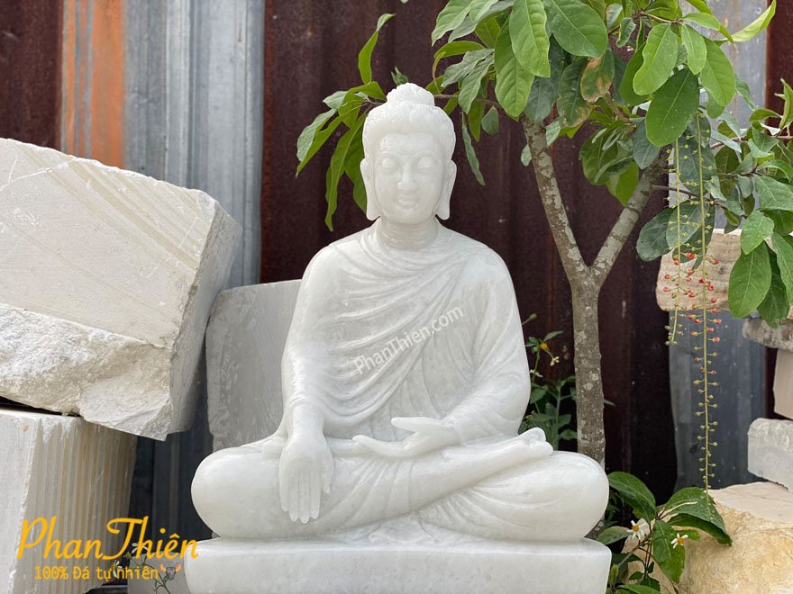 Tượng Phật Thích Ca Ngồi Đá Trắng (TC-29)