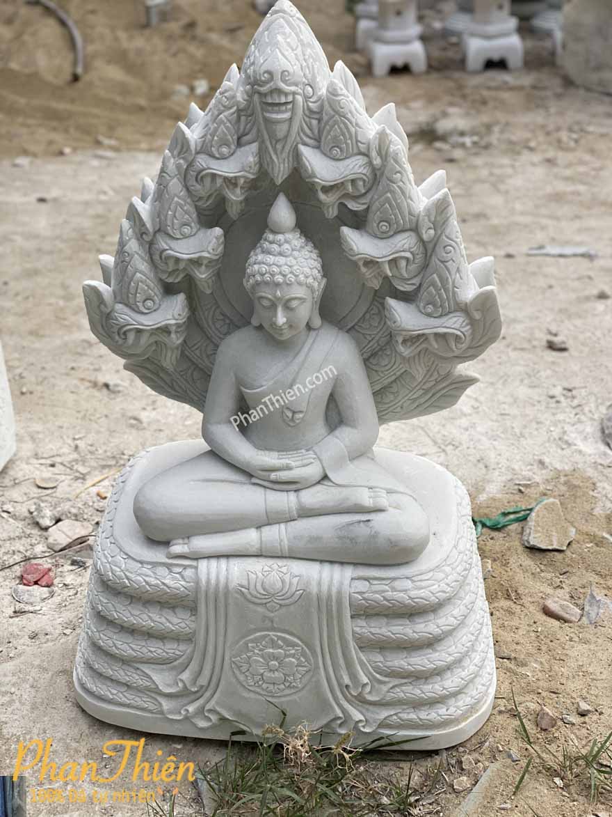 Tượng Phật Thích Ca Ngồi Kiểu Thái Đá Trắng (TC-28)