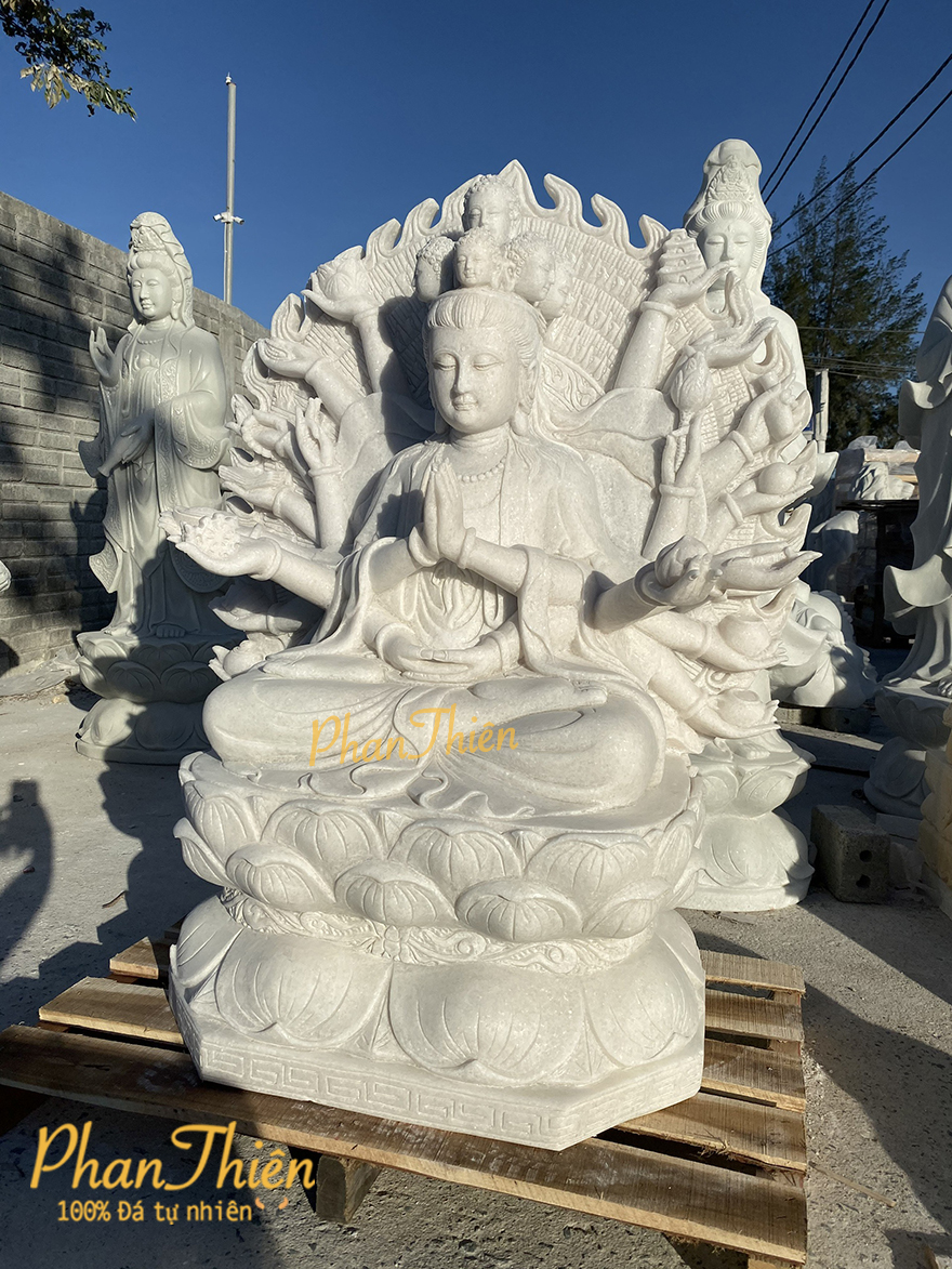 Tượng Phật Thiên Thủ Thiên Nhãn Đá Cẩm Thạch Trắng (TN-04)