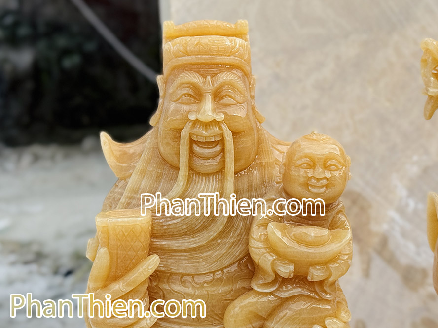 Tượng Phúc Lộc Thọ bằng đá ngọc Hoàng Long VIP - PLT-5