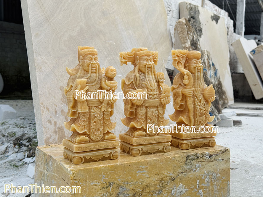 Tượng Phúc Lộc Thọ bằng đá ngọc Hoàng Long VIP - PLT-5