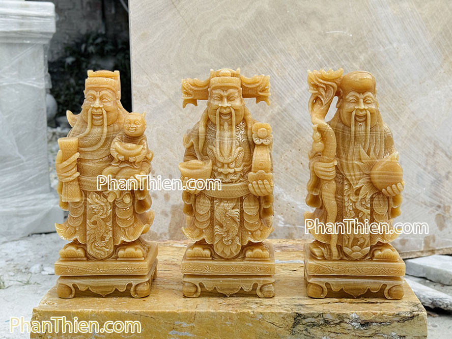 Tượng Phúc Lộc Thọ bằng đá ngọc Hoàng Long VIP - PLT-5