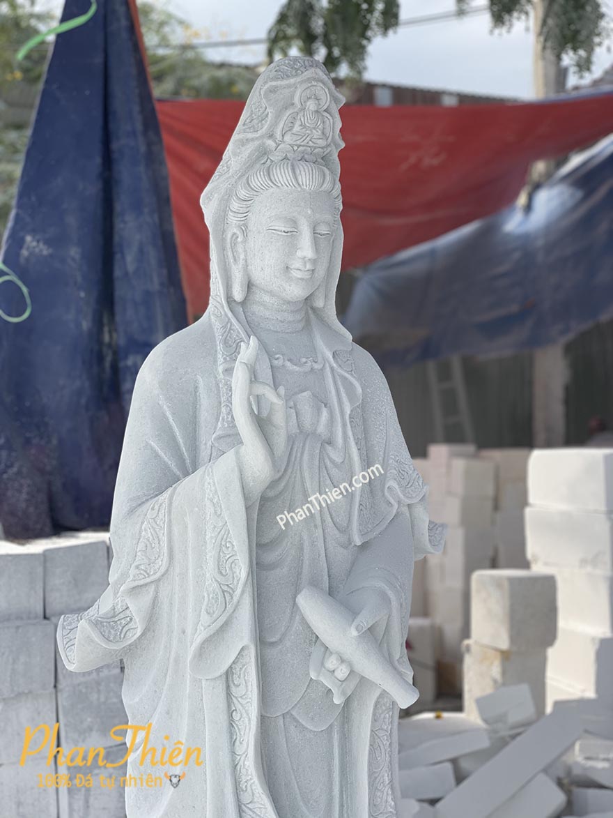 Tượng Phật Quan Âm Đá Cẩm Thạch (QA-40)