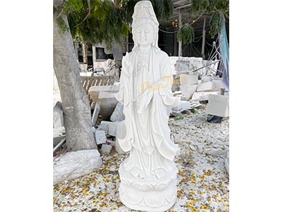 Tượng Phật Quan Âm Đá Cẩm Thạch Trắng (QA-22)