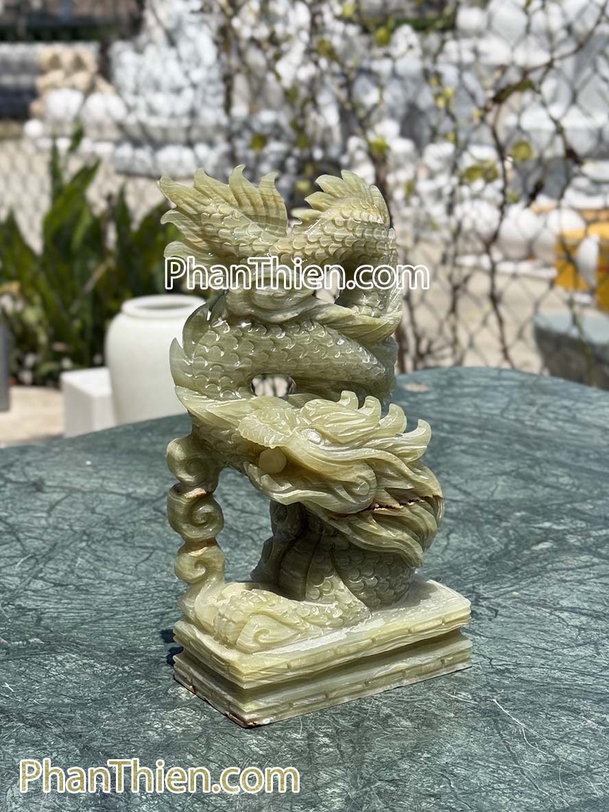 Tượng Rồng đá onyx ngọc xanh - RONG-16B
