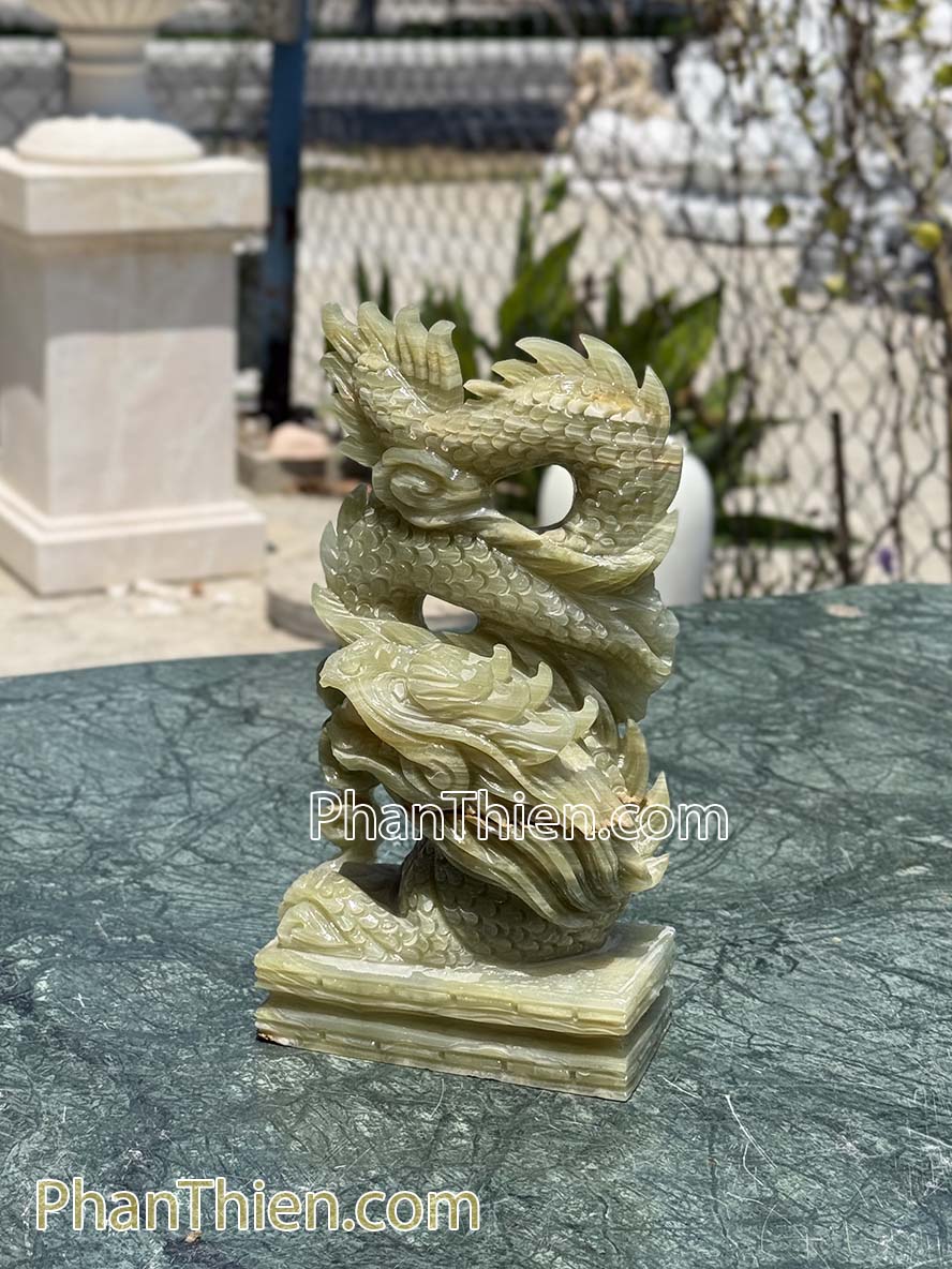 Tượng Rồng đá onyx ngọc xanh - RONG-16B