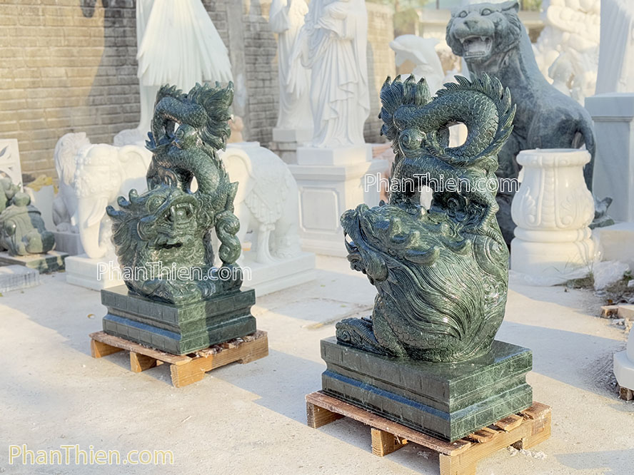 Tượng Rồng đá xanh Ấn Độ - 110cm - RONG-11