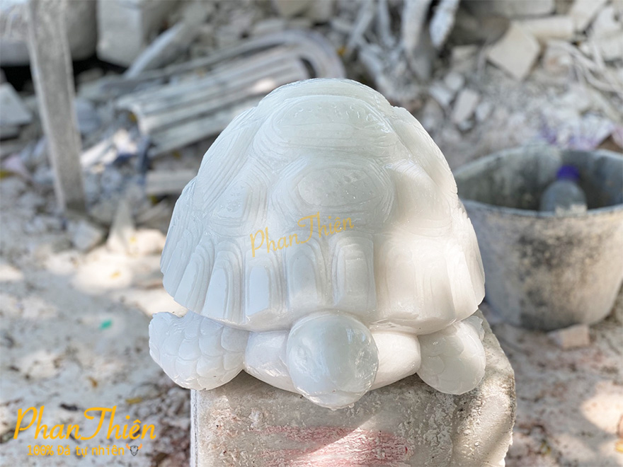 Tượng Rùa bằng đá cẩm thạch trắng tự nhiên (RUA-03)