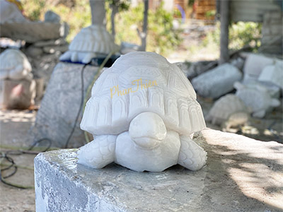 Tượng Rùa bằng đá cẩm thạch trắng tự nhiên (RUA-03)