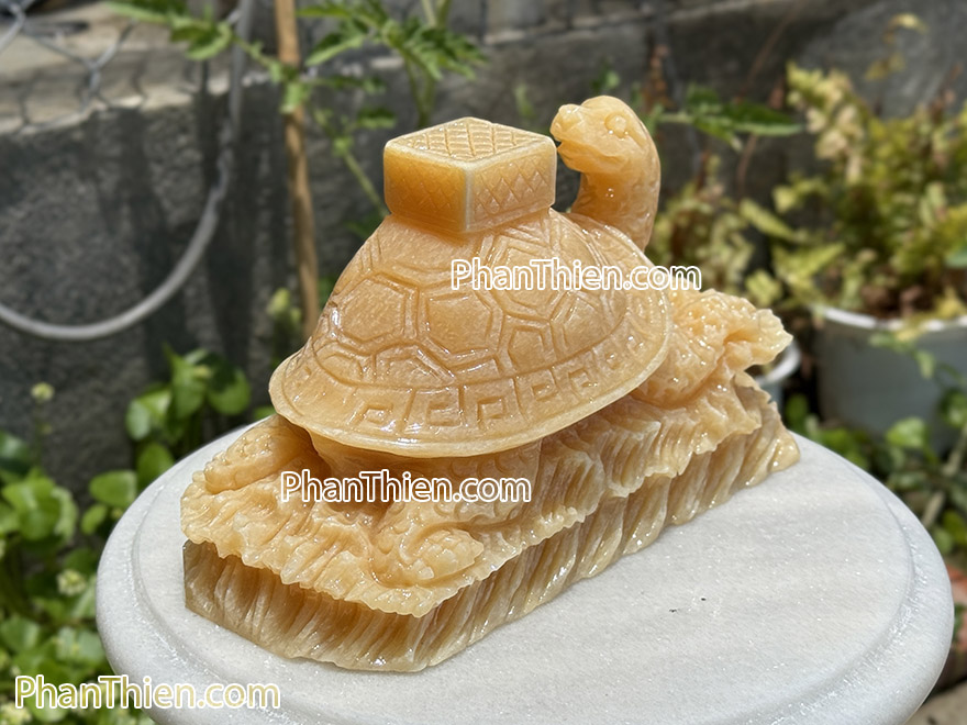 Tượng Rùa đá Phong thuỷ bằng đá ngọc Hoàng Long (RUA-08) 