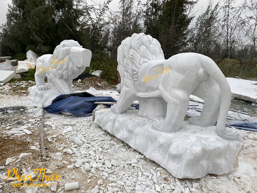 Tượng Sư tử bằng đá Cẩm thạch trắng (ST-04)