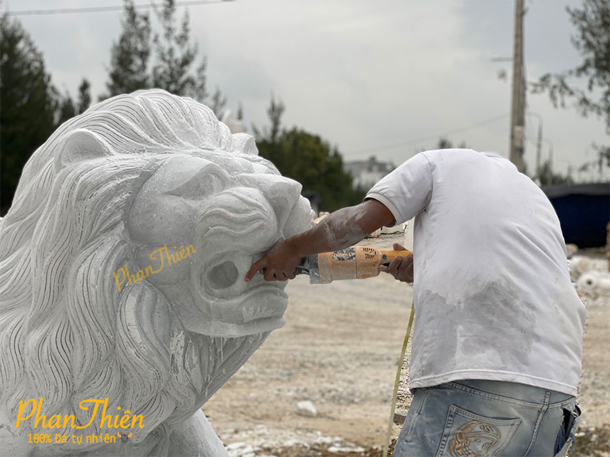 Tượng Sư tử bằng đá Cẩm thạch trắng (ST-04)