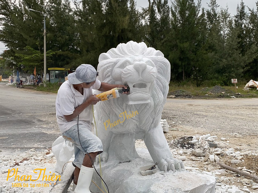 Tượng Sư tử bằng đá Cẩm thạch trắng (ST-04)