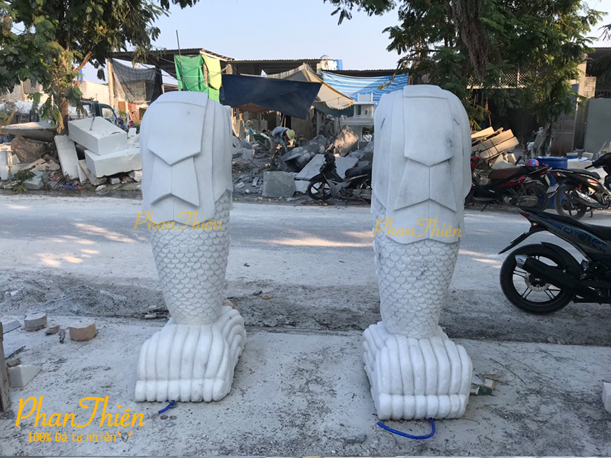 Sư Tử Biển Singapore bằng Đá Cẩm Thạch Trắng Tự Nhiên (STB-01)